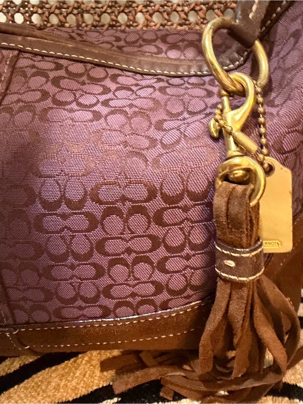 Coach Vintage Legacy East West Duffle Purple Signature Jacquard Shoulder Bag - Picture 2 of 16